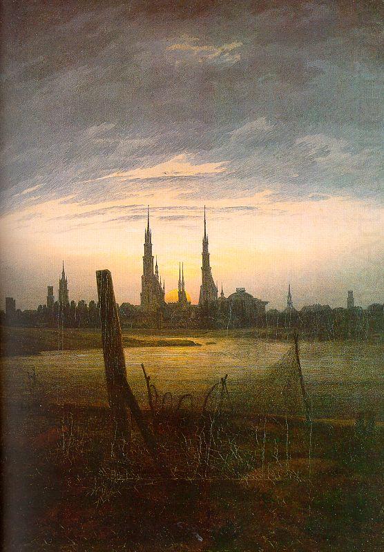 Caspar David Friedrich City at Moonrise china oil painting image
